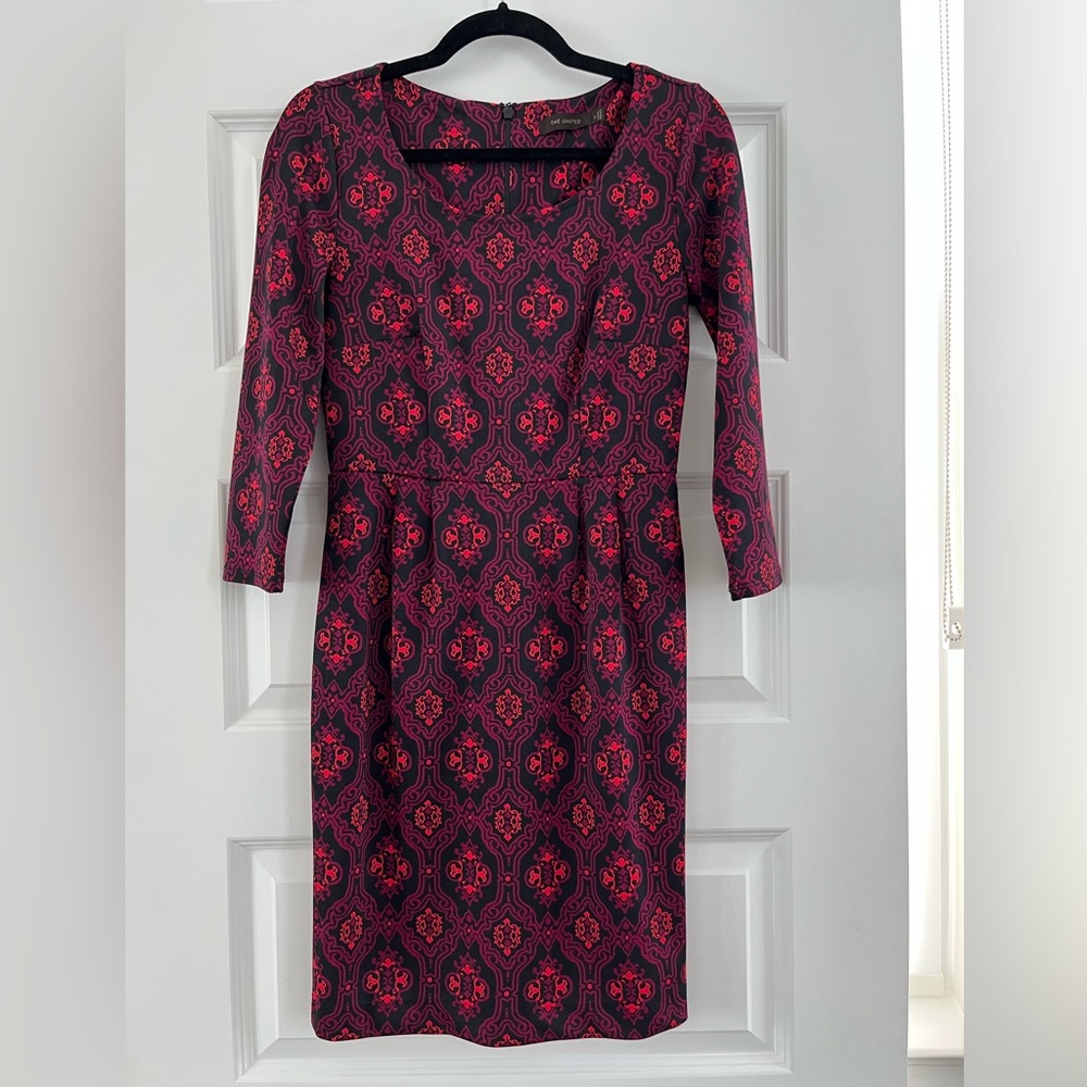 The Limited Red Multi Colored Fitted Dress